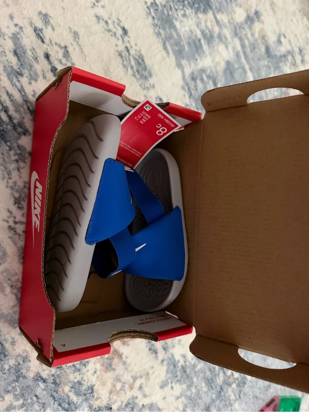 Nike Toddler Blue Slide Sandals with Back Strap - 8C